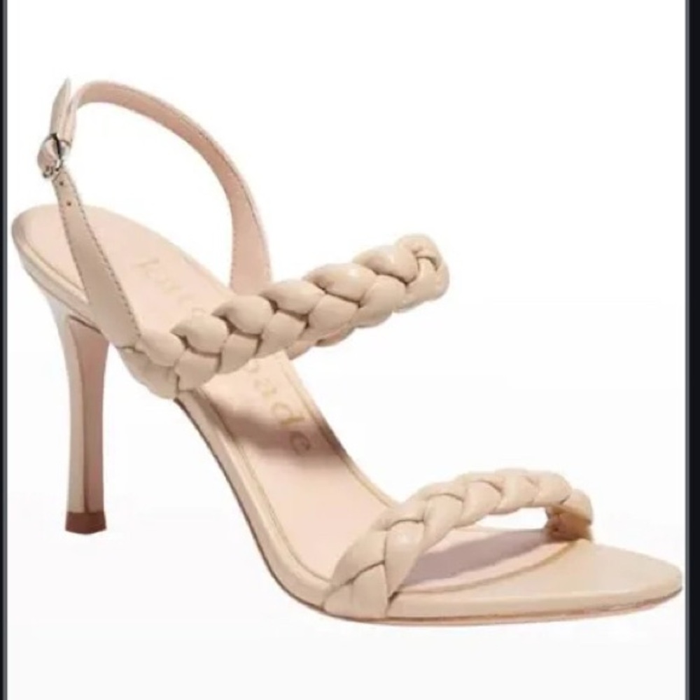Kate Spade Saffron Braided Dual-band Slingback Sandals In Beige Size 10.5 B